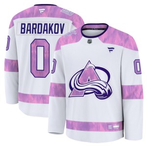 Youth Fanatics Colorado Avalanche Zakhar Bardakov White 2024 Hockey Fights Cancer Practice Jersey - Premium