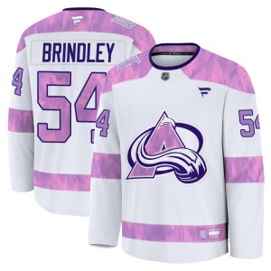 Youth Fanatics Colorado Avalanche Gavin Brindley White 2024 Hockey Fights Cancer Practice Jersey - Premium