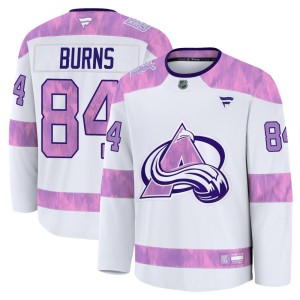 Youth Fanatics Colorado Avalanche Brent Burns White 2024 Hockey Fights Cancer Practice Jersey - Premium