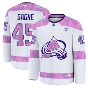 Youth Fanatics Colorado Avalanche Alex Gagne White 2024 Hockey Fights Cancer Practice Jersey - Premium