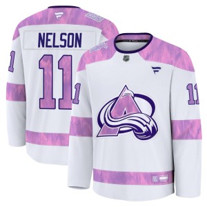 Youth Fanatics Colorado Avalanche Brock Nelson White 2024 Hockey Fights Cancer Practice Jersey - Premium
