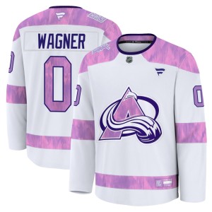 Youth Fanatics Colorado Avalanche Ryan Wagner White 2024 Hockey Fights Cancer Practice Jersey - Premium