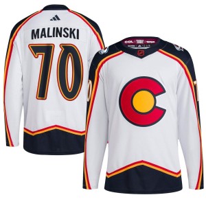 Youth Adidas Colorado Avalanche Sam Malinski White Reverse Retro 2.0 Jersey - Authentic