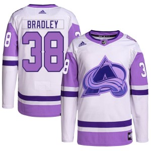 Youth Adidas Colorado Avalanche Chase Bradley White/Purple Hockey Fights Cancer Primegreen Jersey - Authentic