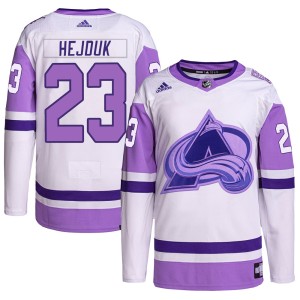 Youth Adidas Colorado Avalanche Milan Hejduk White/Purple Hockey Fights Cancer Primegreen Jersey - Authentic