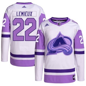 Youth Adidas Colorado Avalanche Claude Lemieux White/Purple Hockey Fights Cancer Primegreen Jersey - Authentic
