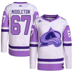 Youth Adidas Colorado Avalanche Keaton Middleton White/Purple Hockey Fights Cancer Primegreen Jersey - Authentic