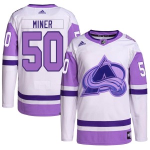 Youth Adidas Colorado Avalanche Trent Miner White/Purple Hockey Fights Cancer Primegreen Jersey - Authentic