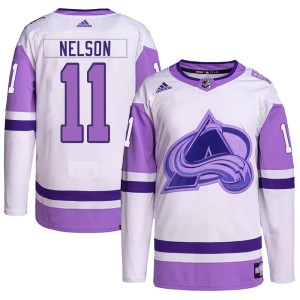 Youth Adidas Colorado Avalanche Brock Nelson White/Purple Hockey Fights Cancer Primegreen Jersey - Authentic