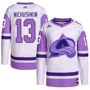 Youth Adidas Colorado Avalanche Valeri Nichushkin White/Purple Hockey Fights Cancer Primegreen Jersey - Authentic