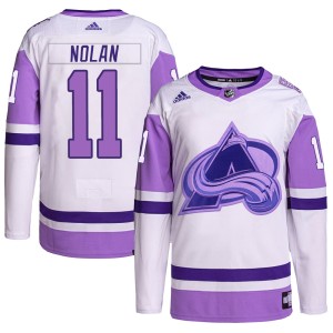 Youth Adidas Colorado Avalanche Owen Nolan White/Purple Hockey Fights Cancer Primegreen Jersey - Authentic
