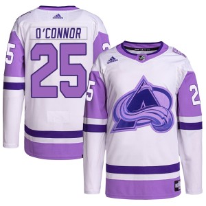 Youth Adidas Colorado Avalanche Logan O'Connor White/Purple Hockey Fights Cancer Primegreen Jersey - Authentic