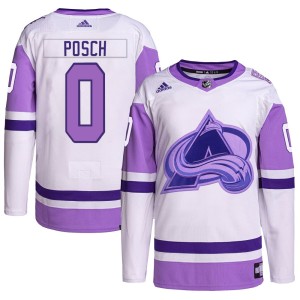 Youth Adidas Colorado Avalanche Isak Posch White/Purple Hockey Fights Cancer Primegreen Jersey - Authentic
