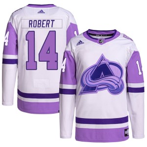 Youth Adidas Colorado Avalanche Rene Robert White/Purple Hockey Fights Cancer Primegreen Jersey - Authentic