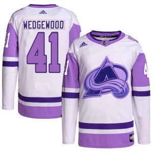 Youth Adidas Colorado Avalanche Scott Wedgewood White/Purple Hockey Fights Cancer Primegreen Jersey - Authentic