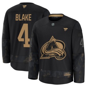 Men's Fanatics Colorado Avalanche Rob Blake Black 2024 Military Appreciation Practice Jersey - Premium
