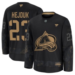 Men's Fanatics Colorado Avalanche Milan Hejduk Black 2024 Military Appreciation Practice Jersey - Premium