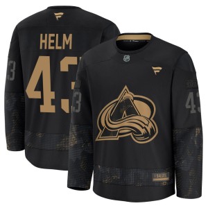 Men's Fanatics Colorado Avalanche Darren Helm Black 2024 Military Appreciation Practice Jersey - Premium