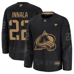 Men's Fanatics Colorado Avalanche Jere Innala Black 2024 Military Appreciation Practice Jersey - Premium