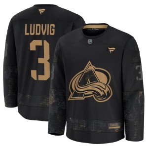 Men's Fanatics Colorado Avalanche John Ludvig Black 2024 Military Appreciation Practice Jersey - Premium