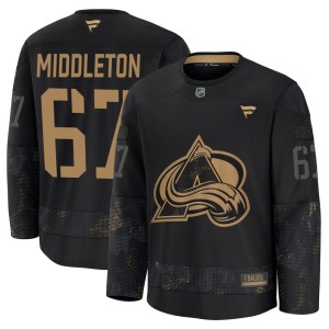 Men's Fanatics Colorado Avalanche Keaton Middleton Black 2024 Military Appreciation Practice Jersey - Premium
