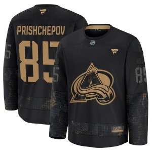 Men's Fanatics Colorado Avalanche Nikita Prishchepov Black 2024 Military Appreciation Practice Jersey - Premium