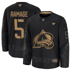 Men's Fanatics Colorado Avalanche Rob Ramage Black 2024 Military Appreciation Practice Jersey - Premium