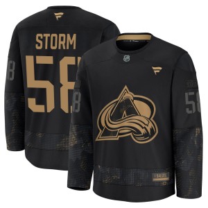 Men's Fanatics Colorado Avalanche Ben Storm Black 2024 Military Appreciation Practice Jersey - Premium