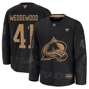 Men's Fanatics Colorado Avalanche Scott Wedgewood Black 2024 Military Appreciation Practice Jersey - Premium