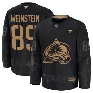 Men's Fanatics Colorado Avalanche Saige Weinstein Black 2024 Military Appreciation Practice Jersey - Premium