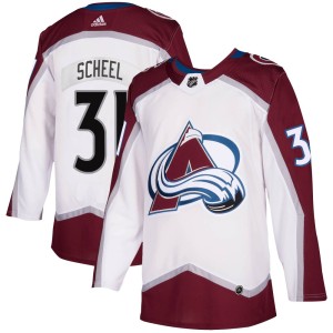 Youth Adidas Colorado Avalanche Adam Scheel White 2020/21 Away Jersey - Authentic