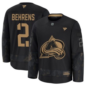 Youth Fanatics Colorado Avalanche Sean Behrens Black 2024 Military Appreciation Practice Jersey - Premium