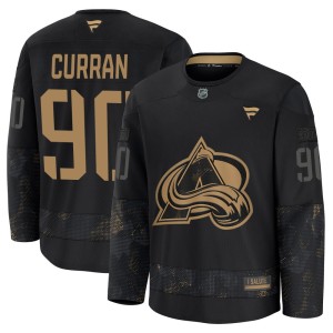 Youth Fanatics Colorado Avalanche Maxmilian Curran Black 2024 Military Appreciation Practice Jersey - Premium