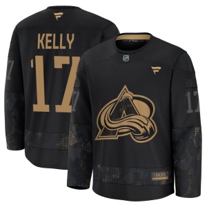 Youth Fanatics Colorado Avalanche Parker Kelly Black 2024 Military Appreciation Practice Jersey - Premium