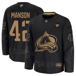Youth Fanatics Colorado Avalanche Josh Manson Black 2024 Military Appreciation Practice Jersey - Premium