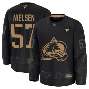 Youth Fanatics Colorado Avalanche Tristen Nielsen Black 2024 Military Appreciation Practice Jersey - Premium