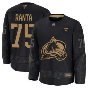 Youth Fanatics Colorado Avalanche Sampo Ranta Black 2024 Military Appreciation Practice Jersey - Premium