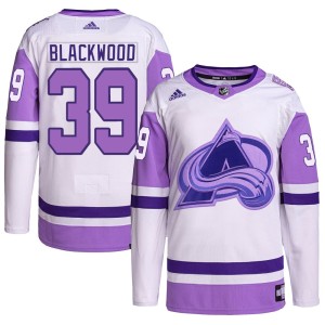 Men's Adidas Colorado Avalanche Mackenzie Blackwood White/Purple Hockey Fights Cancer Primegreen Jersey - Authentic
