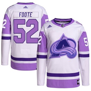 Men's Adidas Colorado Avalanche Adam Foote White/Purple Hockey Fights Cancer Primegreen Jersey - Authentic