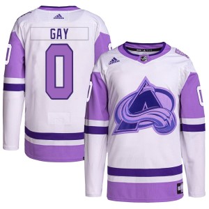 Men's Adidas Colorado Avalanche Cooper Gay White/Purple Hockey Fights Cancer Primegreen Jersey - Authentic