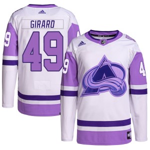 Men's Adidas Colorado Avalanche Samuel Girard White/Purple Hockey Fights Cancer Primegreen Jersey - Authentic