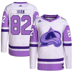 Men's Adidas Colorado Avalanche Ivan Ivan White/Purple Hockey Fights Cancer Primegreen Jersey - Authentic