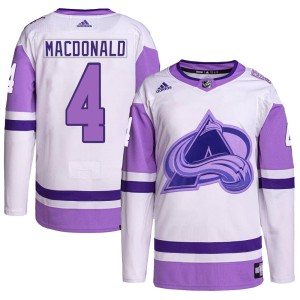 Men's Adidas Colorado Avalanche Jacob MacDonald White/Purple Hockey Fights Cancer Primegreen Jersey - Authentic