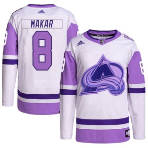 Men's Adidas Colorado Avalanche Cale Makar White/Purple Hockey Fights Cancer Primegreen Jersey - Authentic