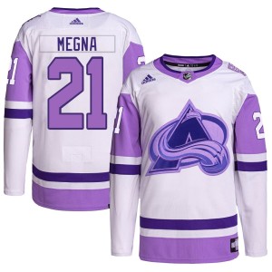 Men's Adidas Colorado Avalanche Jayson Megna White/Purple Hockey Fights Cancer Primegreen Jersey - Authentic
