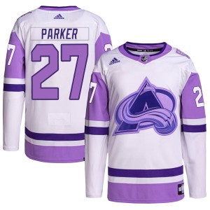 Men's Adidas Colorado Avalanche Scott Parker White/Purple Hockey Fights Cancer Primegreen Jersey - Authentic