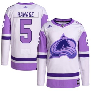 Men's Adidas Colorado Avalanche Rob Ramage White/Purple Hockey Fights Cancer Primegreen Jersey - Authentic