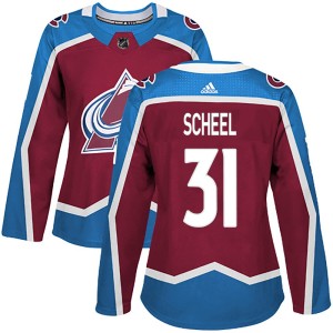 Women's Adidas Colorado Avalanche Adam Scheel Burgundy Home Jersey - Authentic