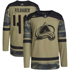 Men's Adidas Colorado Avalanche Tye Felhaber Camo Military Appreciation Practice Jersey - Authentic