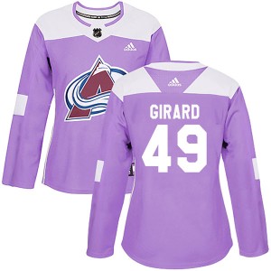 Women's Adidas Colorado Avalanche Samuel Girard Purple Fights Cancer Practice Jersey - Authentic